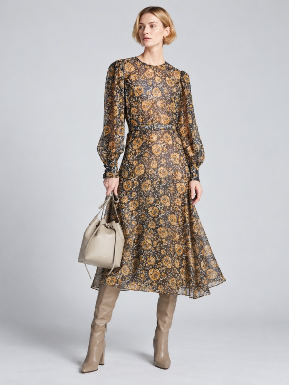 Veronica Beard Oneida Silk Floral Midi Dress Women's Size 8